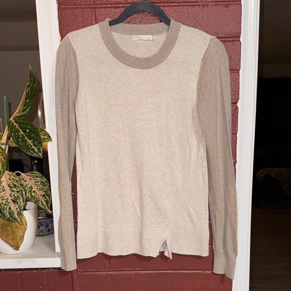Prana Light Brown and Cream 100% Cotton Sweater